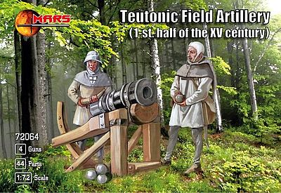 Mars Teutonic Field Artillery (44) with Guns (4) Plastic Model Military Figure 1/72 Scale #72064