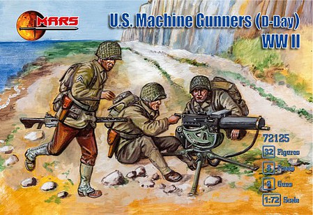 Mars WWII US Machine Gunners D-Day Plastic Military Figures 1/72 Scale #72125