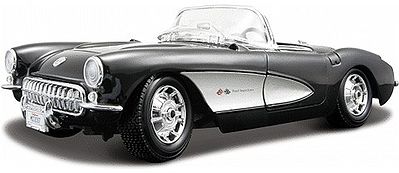 Maisto 1957 Corvette Convertible (Black) Diecast Model Car 1/18 Scale #31139blk