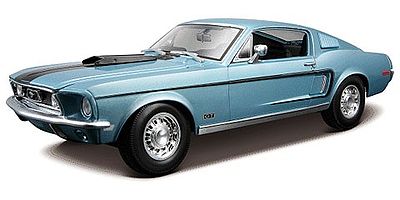 Maisto 1968 Ford Mustang GT Cobra Jet (Metallic Blue) Diecast Model Car 1/18 Scale #31167blu