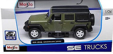 Maisto 2015 Jeep Wrangler Unlimited (Green) Diecast Model Truck 1/24 Scale #31268grn