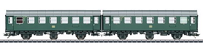 Marklin Type B3ygeb 2-Unit Passenger Car Set - 3-Rail Ready to Run German Federal Railroad DB (Era IV 1962, green, gray)