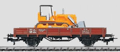 Marklin Low-Side Gondola/Bulldozer - DB HO Scale Model Train Freight Car #4424