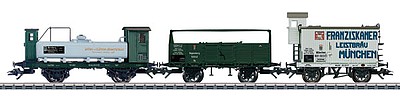 Marklin Type Oq Gondola, Beer Car & Tank Car 3-Car Set - 3-Rail Ready to Run Royal Bavarian State Railroad K.Bay.Sts.B (Era I)
