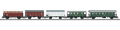 Marklin DB Era III Mixed Train 5-Car Set - 3-Rail HO Scale Model Train Freight Car #48816