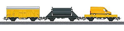 Marklin Construction Site Extension 3-Car Set w/Track HO Scale Model Train Freight Car #78083