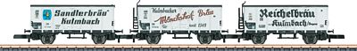 Marklin Beer Reefer 3-Pack Ready to Run Kulmbacher Breweries Z Scale Model Train Freight Car #86395
