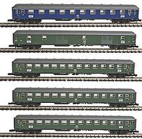 Marklin Express Train 5-Car Set German Federal Railroad Z Scale Model Train Passenger Car #87400