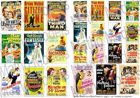 Matho Movie Posters 1940s, Printed Paper (24) Plastic Model Diorama Kit 1/35 Scale #35102