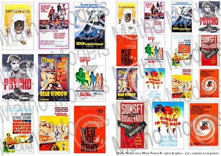 Matho Movie Posters 1950s & 1960s, Printed Paper (24) Plastic Model Diorama Kit 1/35 Scale #35103