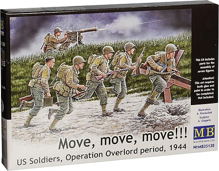 Master-Box Move, Move, Move US Soldiers Plastic Model Military Figure Kit 1/35 Scale #35130