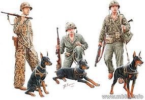 Master-Box Dogs in Marine Corps Service (3 w/3 Figures) Plastic Model Military Figure 1/35 #35155