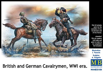 Master-Box WWI British & German Fighting Cavalrymen Plastic Model Military Kit 1/35 Scale #35184