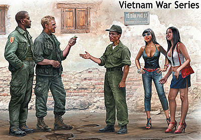 Master-Box Somewhere in Saigon US Soldiers & Prostitutes Plastic Model Kit 1/35 Scale #35185