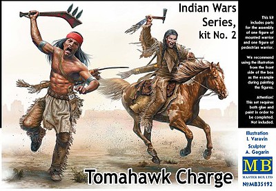 Master-Box Tomahawk Indian Charge Plastic Model Military Figure Kit 1/35 Scale #35192