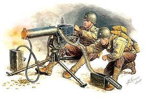 Master-Box WWII US Machine Gunners with Browning M1917A1 MG Plastic Model Military Figure 1/35 #3519