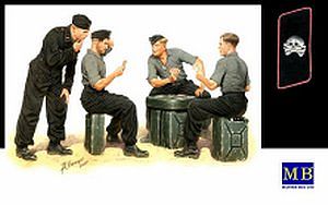 Master-Box WWII German Tankmen Skats Players & Jerry Cans Plastic Model Military Figure 1/35 #3525