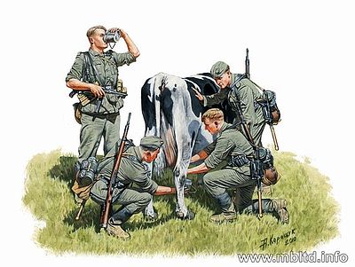 Master-Box WWII German Infantry Milking a Cow Plastic Model Military Figure 1/35 Scale #3565