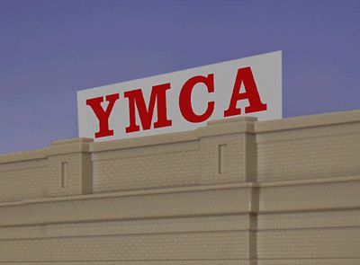 Micro-Structures YMCA Animated Neon Large Sign HO Scale Model Railroad Billboard #2071