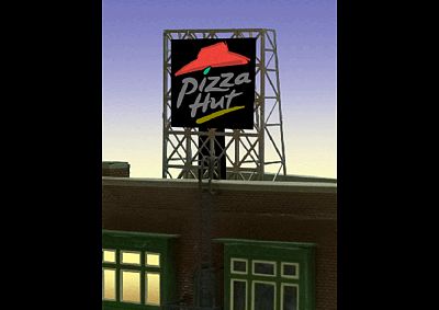 Micro-Structures Pizza Hut Flashing Neon Rooftop Billboard N Scale Model Railroad Billboard Sign #338985