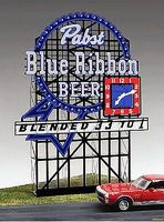 Micro-Structures Pabst Blue Ribbon Animated Neon Small Billboard HO Scale Model Railroad Sign #4082