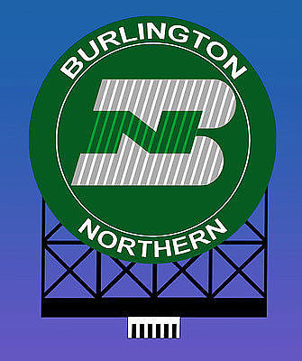 Micro-Structures Burlington Northern Animated Neon Billboard HO Scale Model Railroad Sign #440702