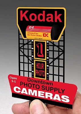 Micro-Structures Kodak Animated Neon Rooftop Billboard HO Scale Model Railroad Sign #440902