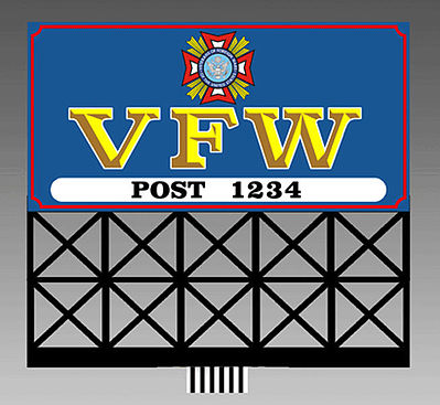 Micro-Structures VFW Animated Neon Billboard HO Scale Model Railroad Sign #441252
