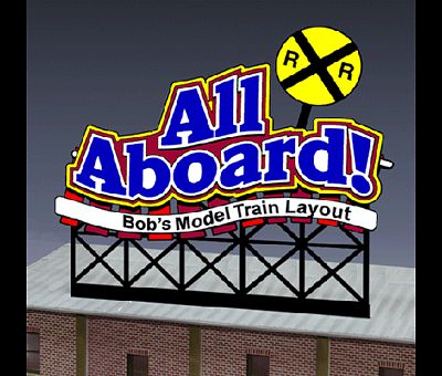 Micro-Structures All Aboard Customizable Animated Rooftop Billboard N Scale Model Railroad Billboard #441852