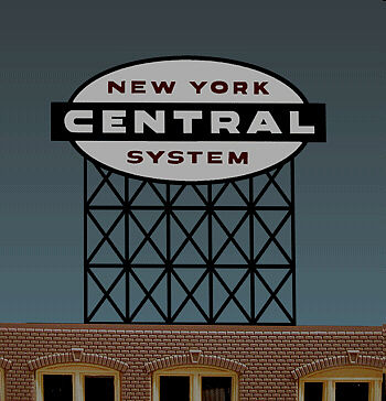 Micro-Structures New York Central System Animated Neon Billboard Kit HO Scale Model Railroad Sign #4581