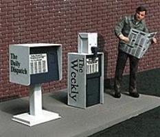 Micro-Structures Newspaper Stands Unpainted, Photo-Etch Metal Kits (2) O Scale Model Railroad Accessory #481410