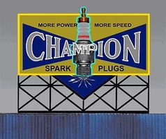 Micro-Structures Champion Spark Plugs Animated Neon Large Billboard HO Scale Model Railroad Billboard #5071