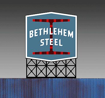 Micro-Structures Bethlehem Steel Animated Neon Small Billboard N Scale Model Railroad Billboard #5282
