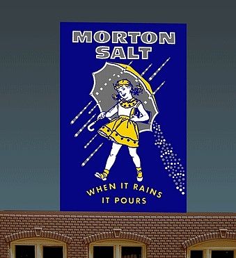 Micro-Structures Morton Salt Large Animated Neon Billboard w/Support Kit HO Scale Model Railroad Sign #6061