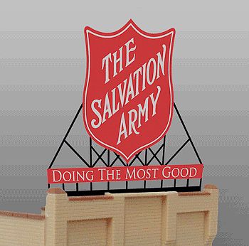 Micro-Structures Salvation Army Animated Neon Large Billboard Kit HO Scale Model Railroad Sign #6281