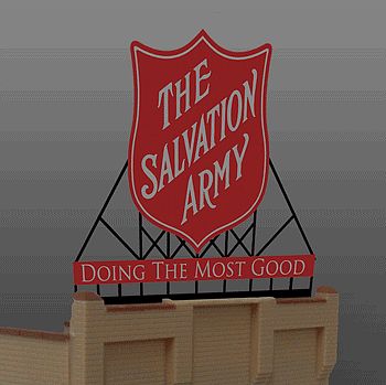 Micro-Structures Salvation Army Animated Neon Small Billboard Kit HO Scale Model Railroad Sign #6282