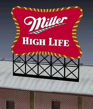 Micro-Structures Miller Beer Animated Neon Large Billboard Kit HO Scale Model Railroad Billboard #8061