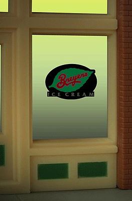 Micro-Structures Breyers Ice Cream Flashing Neon Window Sign HO Scale Model Railroad Sign #8810