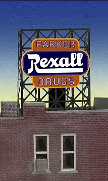Micro-Structures Rexall Parker Drugs Flashing Neon Window Sign HO Scale Model Railroad Sign #8820