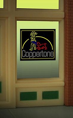 Micro-Structures Coppertone Flashing Neon Window Sign HO Scale Model Railroad Sign #8830