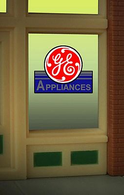 Micro-Structures GE Appliances Flashing Neon Window Sign HO Scale Model Railroad Sign #8835