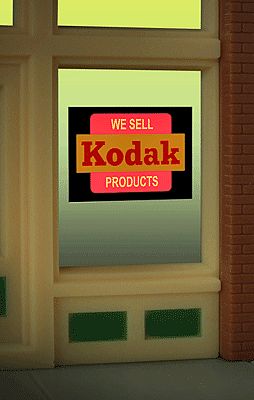 Micro-Structures Kodak Flashing Neon Window Sign HO Scale Model Railroad Sign #8875