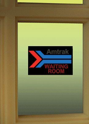 Micro-Structures Amtrak Waiting Room Flashing Neon Window Sign HO Scale Model Railroad Sign #8900