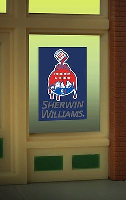 Micro-Structures Sherwin Williams Flashing Neon Window Sign HO Scale Model Railroad Sign #8935