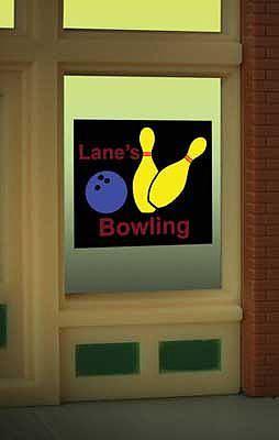 Micro-Structures Bowling Animated Flashing Neon Window Sign HO Scale Model Railroad Sign #8955