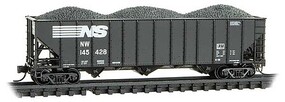 Micro-Trains 100-Ton 3-Bay Ribside Open Hopper w/Coal Load Ready to Run Norfolk Southern NW #145428 (black, white) N-Scale
