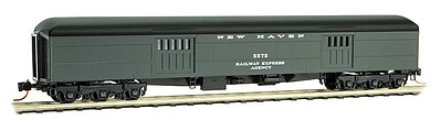Micro-Trains Pullman Heavyweight 70 Baggage Car w/Balloon Roof - Ready to Run New Haven #5575 (Pullman Green, black) - N-Scale