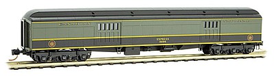 Micro-Trains Pullman Heavyweight 70 Baggage Car - Ready to Run Canadian National #8696 (green, black, yellow) - N-Scale