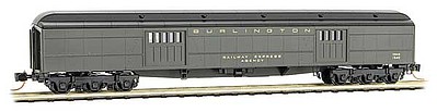 Micro-Trains Pullman Heavyweight 70 Baggage Car - Ready to Run Chicago, Burlington & Quincy 1540 (Pullman Green, black) - N-Scale