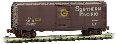 Micro-Trains 40 Single-Door Boxcar - Ready to Run Southern Pacific 606106 (Weathered, Boxcar Red, white, yellow) - Z-Scale